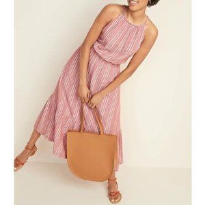 OLD NAVY Red Dobby Stripe Maxi Dress sz S NEW